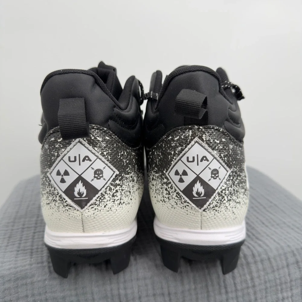 Under Armour Spotlight Cleats Men's 16‎ Black White Speckle Football Shoes NWOT